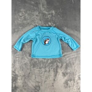 Buc-ees Baby Rash Guard Long Sleeve Swim Shirt Blue Beaver Logo 12-18M‎